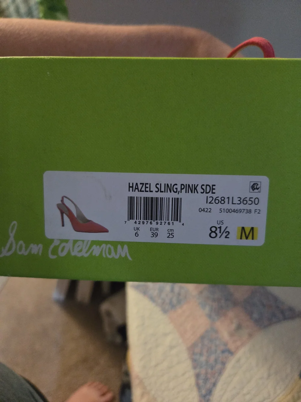 Sam Eldeman 8.5 woman's pink hazel sling heals gently used